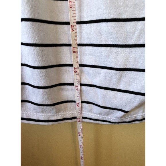 Isabel Maternity Women's White Black Striped Short Sleeve Shirt Large Ruched NWT - Picture 8 of 10